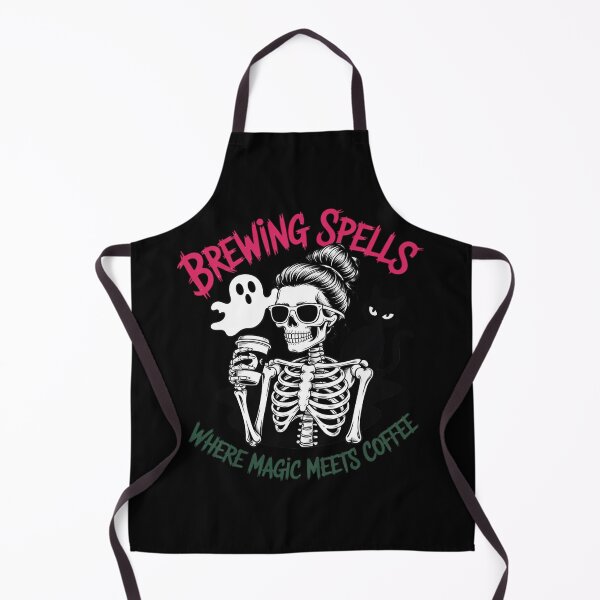Item preview, Brewing Spells Where Magic Meets Coffee, Witchy Skull Coffee designed and sold by DetroitMug.