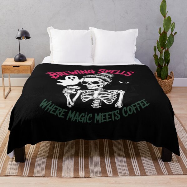 Item preview, Brewing Spells Where Magic Meets Coffee, Witchy Skull Coffee designed and sold by DetroitMug.
