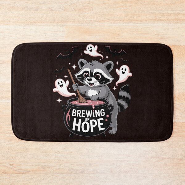 Item preview, Brewing Up Hope Raccoon Cauldron Breast Cancer Awareness designed and sold by DetroitMug.