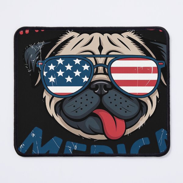 Item preview, Merica patriotic pug USA flag glasses 4th July Party designed and sold by VladimiaPutin.