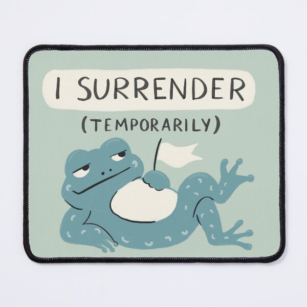 Item preview, White Flag Funny Productivity Frog Surrender Design for Burnout Recovery & Rest Days designed and sold by MaddaMom.
