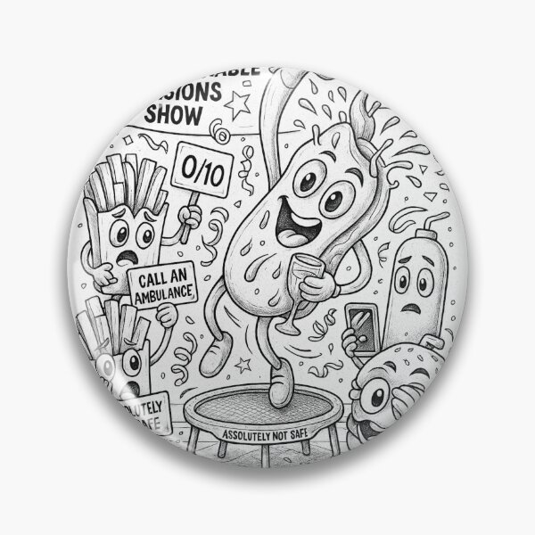 Item preview, Annual Questionable Decisions Show – Funny Food Characters Chaos Art designed and sold by ComedyInkFactor.