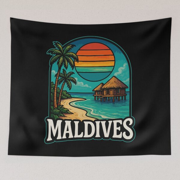 Item preview, Maldives Island Beach Retro Travel designed and sold by TomFrontierArt.