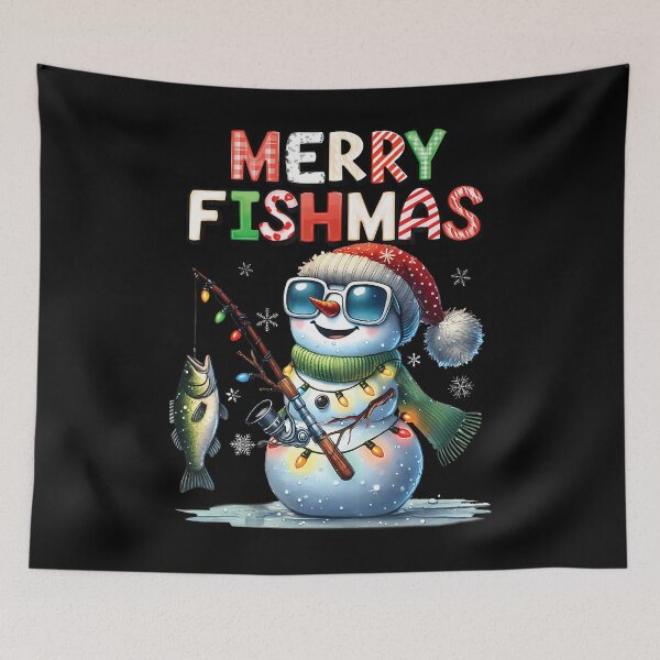 Item preview, Merry Fishmas Snowman Fishing Lovers Fisherman Christmas designed and sold by DanaKathe.