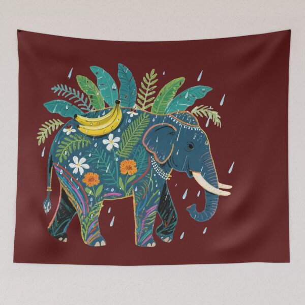 Item preview, Monsoon Elephant – Tropical Rain Elegance designed and sold by HappySproutArt.