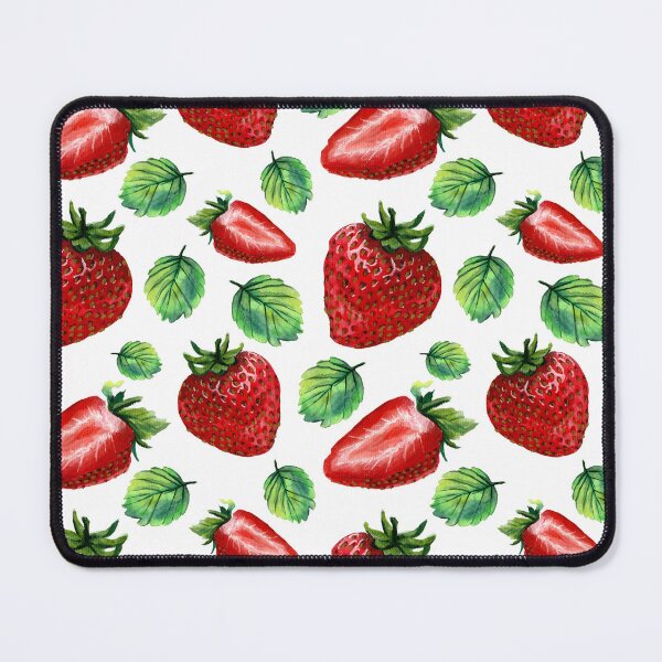 Item preview, Strawberry fragaria berry and leaves pattern on white background designed and sold by Holub Art Studio.