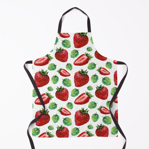 Item preview, Strawberry fragaria berry and leaves pattern on white background designed and sold by Holub Art Studio.