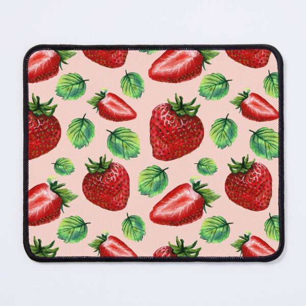 Item preview, Strawberry fragaria berry and leaves pattern on pink background designed and sold by Holub Art Studio.