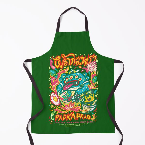 Item preview, Pad ka prao, Stir fry pork with holy basil, Hand drawing, green version designed and sold by Ken Hamala.