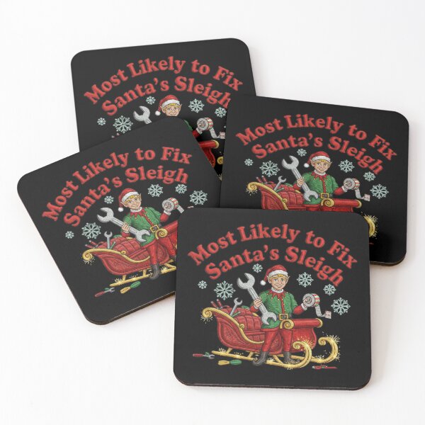 Item preview, Most Likely to Fix Santa's Sleigh Funny Christmas Embroidery Tee Sticker designed and sold by GeniePixel.