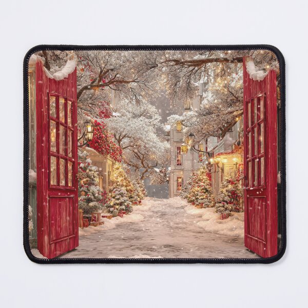 Item preview, Rustic Farmhouse Christmas Doorway with Plaid Bows - Cozy Cabin Art designed and sold by Lamarcy.