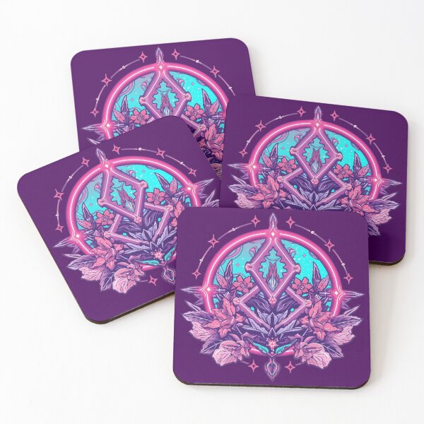 Item preview, Mystical Geometric Emblem: Pink and Purple Neon Crest with Floral Accents, Fantasy Magic Rune Aesthetic designed and sold by HimBoo.