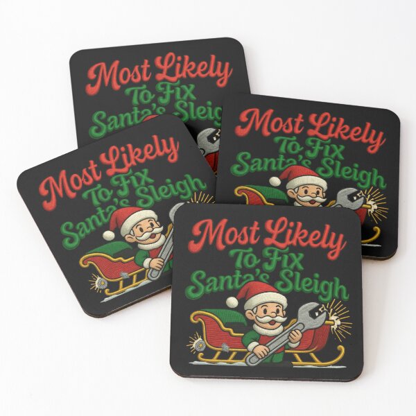 Item preview, Most Likely to Fix Santa's Sleigh Funny Christmas Embroidery Sticker Tee designed and sold by GeniePixel.
