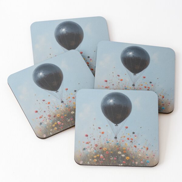 Item preview, Black balloon above a colorful field of flowers designed and sold by Mianku | Für das Leben.