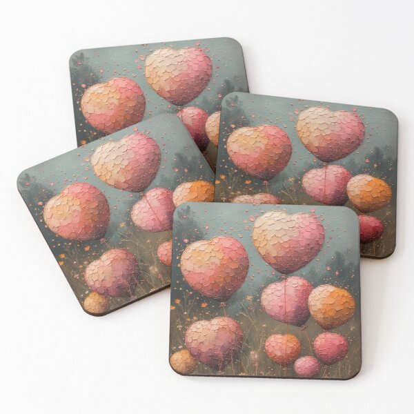 Item preview, Heart-shaped balloons float above a meadow of flowers designed and sold by Mianku | Für das Leben.
