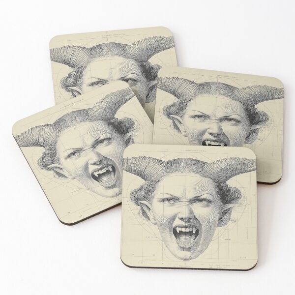 Item preview, Screaming Demon Face with Horns designed and sold by lautir.