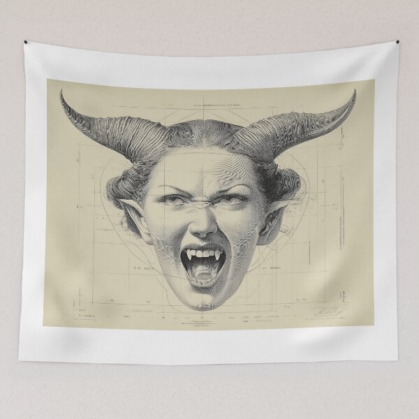 Item preview, Screaming Demon Face with Horns designed and sold by lautir.