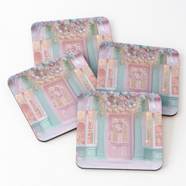 Item preview, Pastel Christmas Candy Shop Storefront - Whimsical Pink & Teal Backdrop designed and sold by Lamarcy.