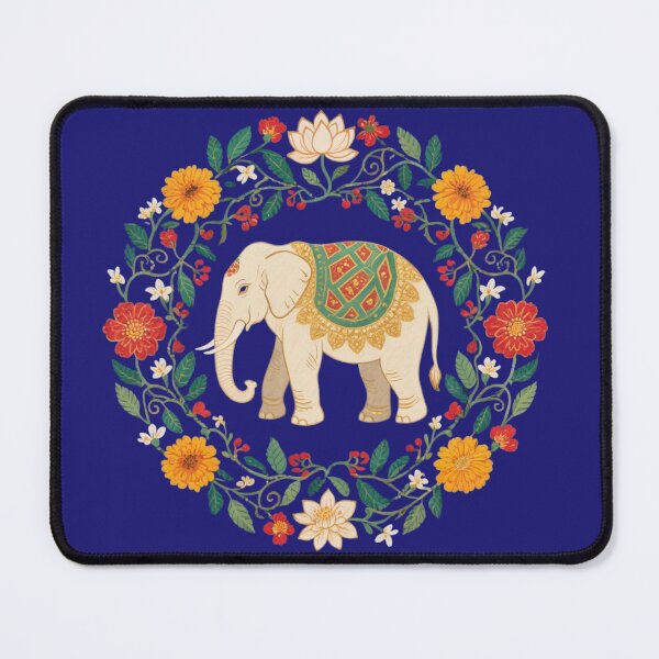 Item preview, Indian Elephant in a Floral Wreath – Boho Art Print designed and sold by HappySproutArt.