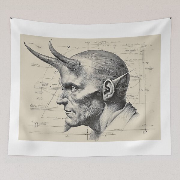 Item preview, Anatomical Illustration of a devil with Horns designed and sold by lautir.