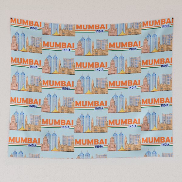 Item preview, Mumbai Skyline India Map – Bold Cartoon Style designed and sold by mashmosh.