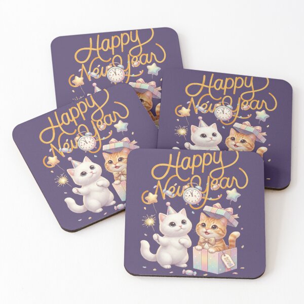 Item preview, Cute Kawaii Kittens New Year 2026 Party | Pastel Cat Gift Box & Sparkler designed and sold by E-SarnEdge.