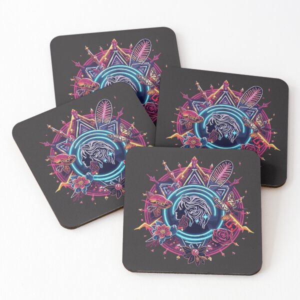 Item preview, Neon Mystic Goddess: Glowing Profile Portrait with Butterfly, Koi Fish, and Rose, Astrological Tattoo Aesthetic designed and sold by HimBoo.