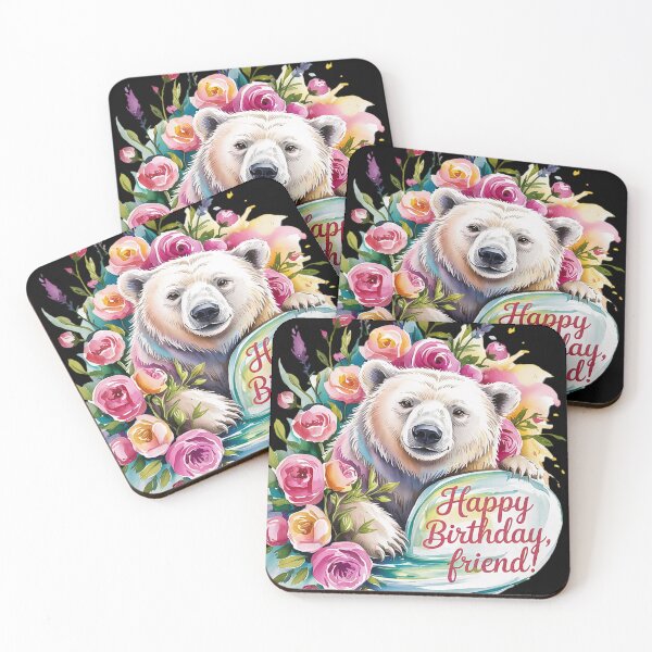 Item preview, Polar Bear Floral Watercolor Painting  designed and sold by NailMolisa.