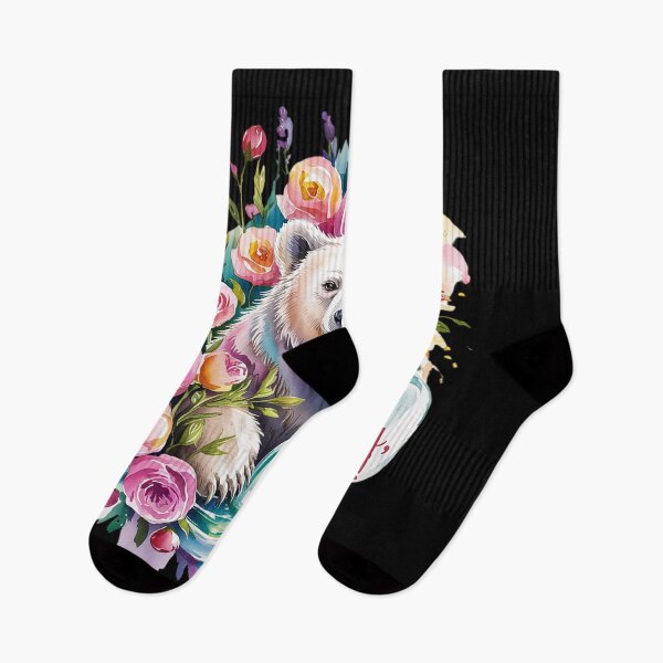 Item preview, Polar Bear Floral Watercolor Painting  designed and sold by NailMolisa.