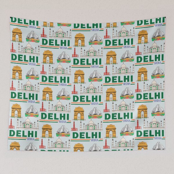 Item preview, Delhi Landmarks India Map – Colorful Heritage Art designed and sold by mashmosh.