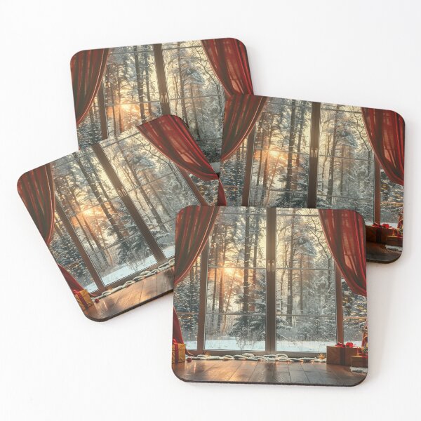 Item preview, Luxurious Christmas Window View of Snowy Forest - Cozy Room Backdrop designed and sold by Lamarcy.
