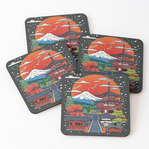 Item preview, Mount Fuji and Red Pagoda: Iconic Japanese Landscape with Rising Sun and Cherry Blossoms, Travel Souvenir Art designed and sold by HimBoo.