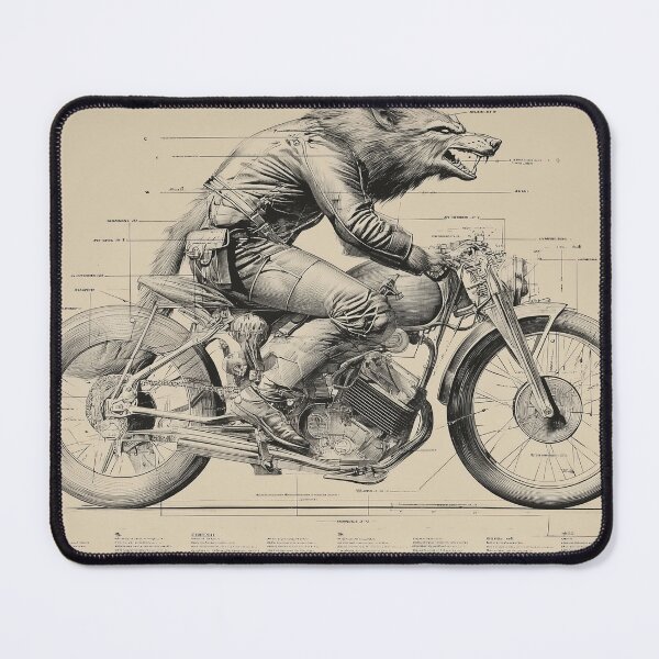 Item preview, Werewolf Riding a Vintage Motorcycle designed and sold by lautir.