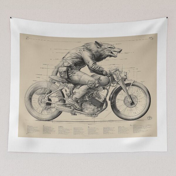 Item preview, Werewolf Riding a Vintage Motorcycle designed and sold by lautir.