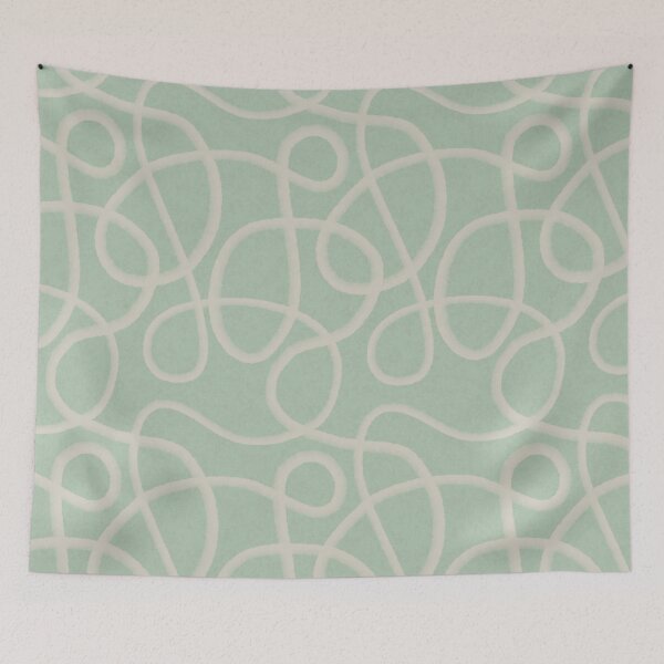 Item preview, JAPANDI Flow Lines – Soft Mint Minimal Pattern designed and sold by keikono.studio.