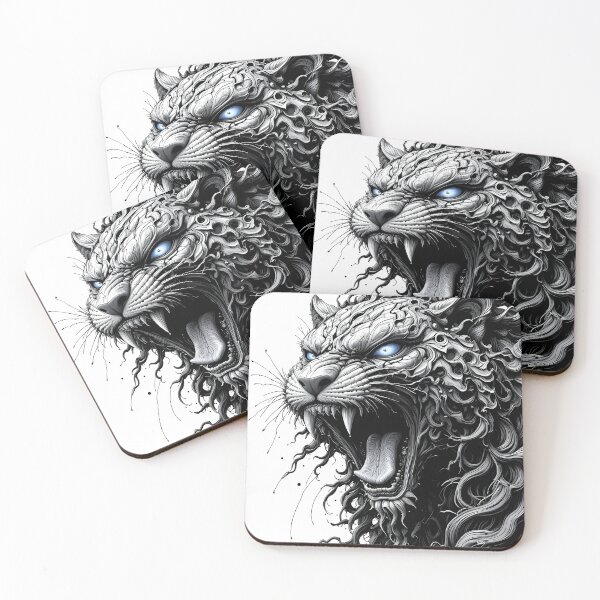 Item preview, Ferocious Spirit Panther – Surreal Black & White Beast Illustration designed and sold by Geralthewhite.