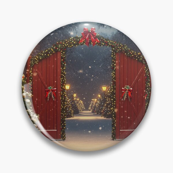 Item preview, Magical Open Red Gates to Snowy Christmas Village - Winter Backdrop designed and sold by Lamarcy.