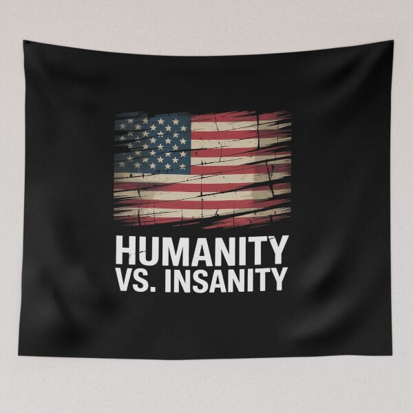 Item preview, Humanity vs. Insanity Distressed American Flag designed and sold by TiredPack.