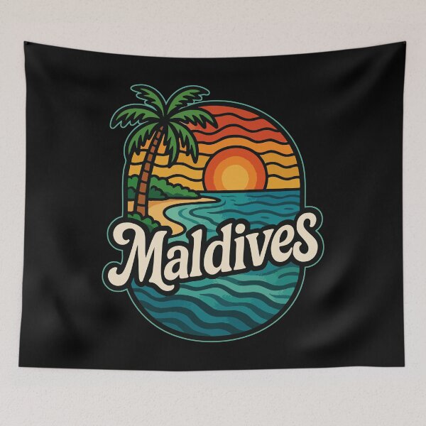Item preview, Maldives Beach Retro Trippy Art Travel designed and sold by TomFrontierArt.