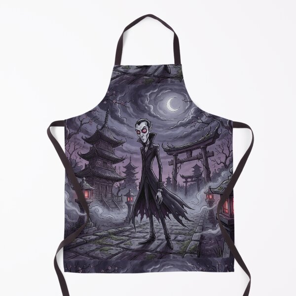 Item preview, Vampireat a Japanese Temple at Twilight illustration gothic vampire art designed and sold by Vintage Designs +.