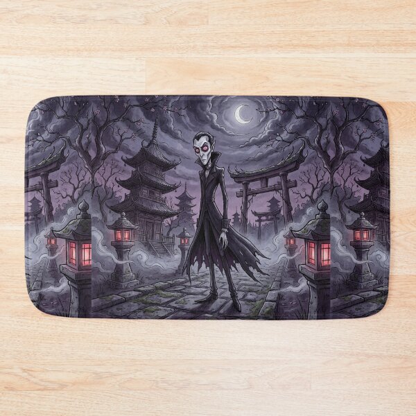 Item preview, Vampireat a Japanese Temple at Twilight illustration gothic vampire art designed and sold by Vintage Designs +.