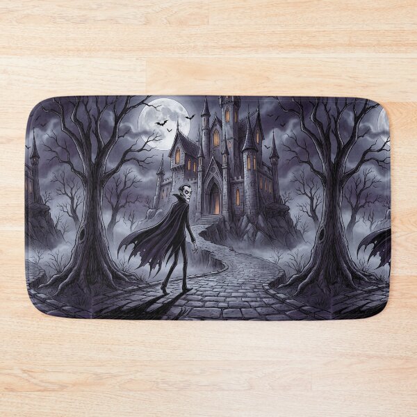 Item preview, Vampire at a Gothic Castle at Twilight illustration gothic vampire art designed and sold by Vintage Designs +.