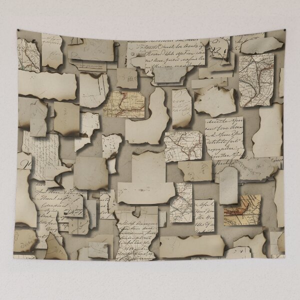 Item preview, Antique Burnt Paper Collage designed and sold by Kaleidoscope Print.