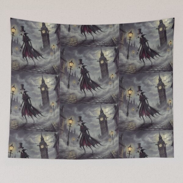 Item preview, A Victorian Vampire in the London Fog illustration gothic vampire art designed and sold by Vintage Designs +.