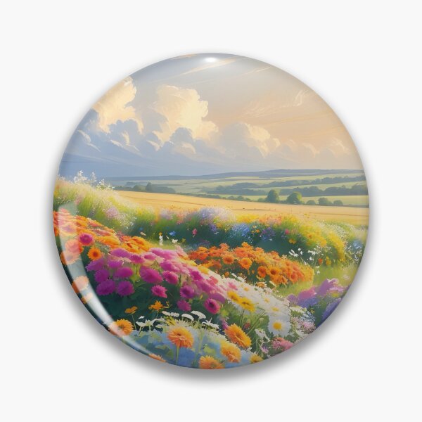 Item preview, Campo de flores vibrantes al atardecer – Paisaje natural colorido - 1 designed and sold by SamartkitDesign.