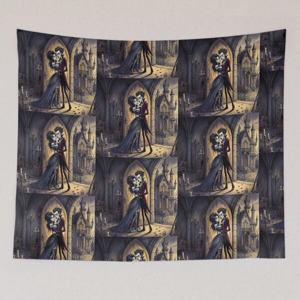 Item preview, Vampire romance Gothic illustration art designed and sold by Vintage Designs +.