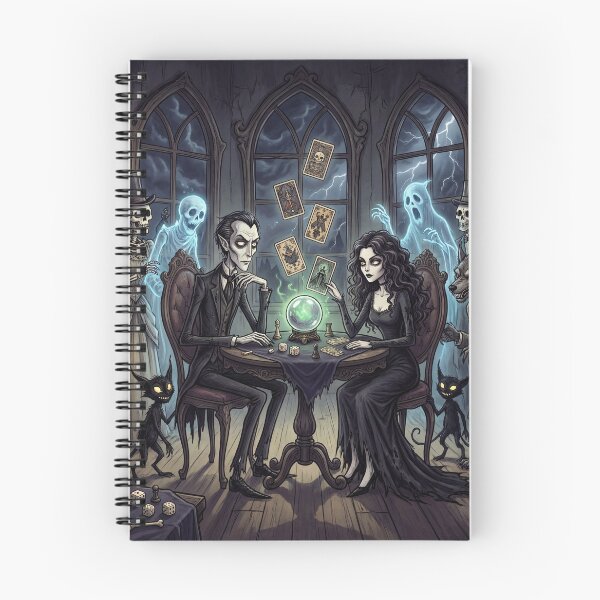 Item preview,  Vampires use a crystal ball at the party  romance Gothic illustration art designed and sold by Vintage Designs +.