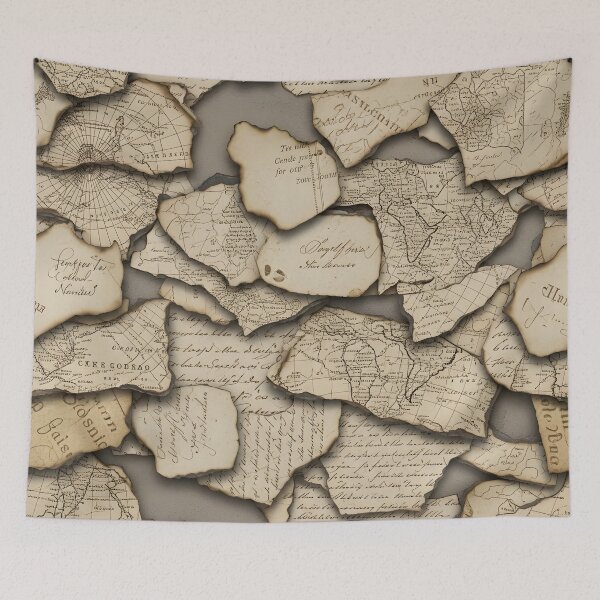 Item preview, Burnt Vintage Map Fragments designed and sold by Kaleidoscope Print.