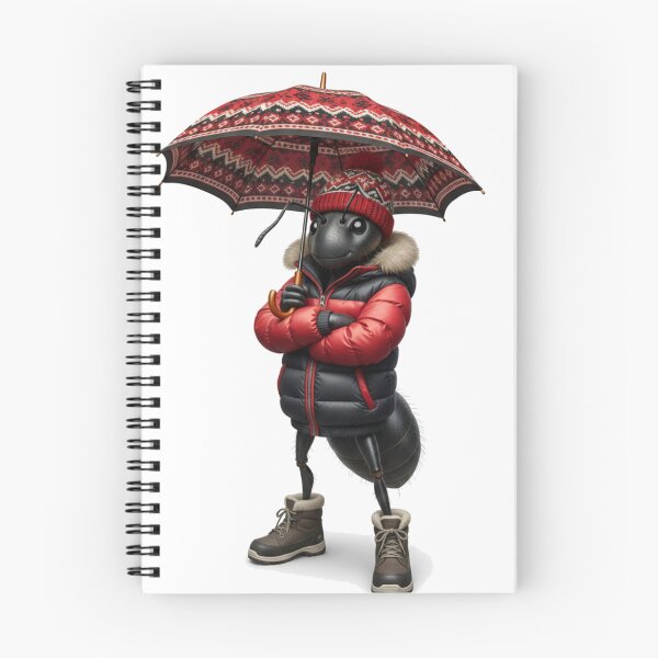 Item preview, Cool Black Ant in Puffer Jacket & Moroccan Pattern Umbrella - Funny Winter Insect Art designed and sold by designwiss.
