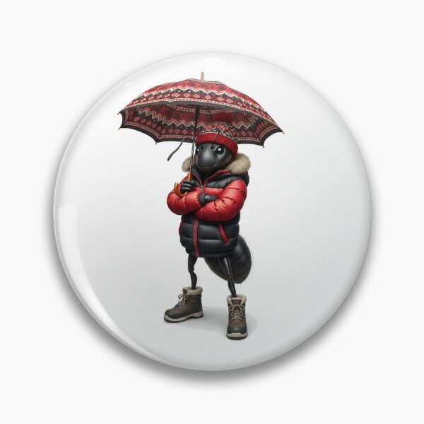 Item preview, Cool Black Ant in Puffer Jacket & Moroccan Pattern Umbrella - Funny Winter Insect Art designed and sold by designwiss.